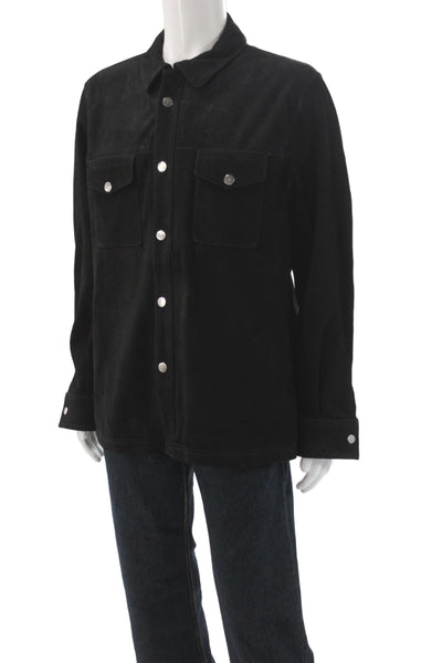Slate & Stone Mens Black Suede Western Shirt Jacket Snap Size L