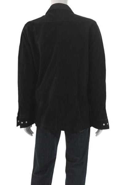 Slate & Stone Mens Black Suede Western Shirt Jacket Snap Size L