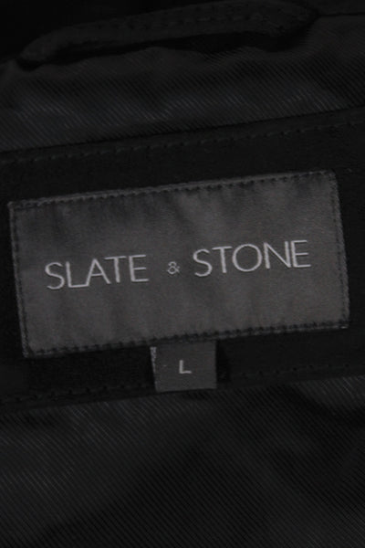Slate & Stone Mens Black Suede Western Shirt Jacket Snap Size L