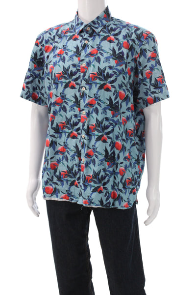 Ted Baker London Men's Short Sleeves Button Down Fruit Print Shirt Size 7