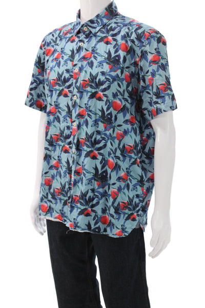Ted Baker London Men's Short Sleeves Button Down Fruit Print Shirt Size 7
