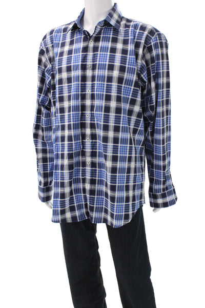Bugatchi Men's Long Sleeves Button Down Multicolor Plaid Shirt Size XL