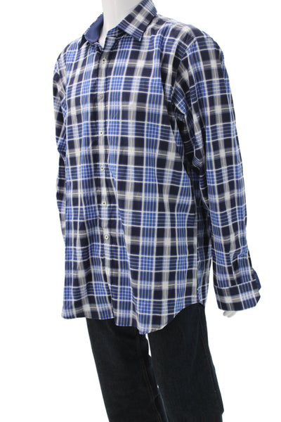 Bugatchi Men's Long Sleeves Button Down Multicolor Plaid Shirt Size XL