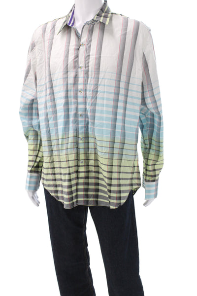 Robert Graham Men's Long Sleeves Button Down Multicolor Striped Shirt Size XL