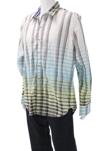 Robert Graham Men's Long Sleeves Button Down Multicolor Striped Shirt Size XL