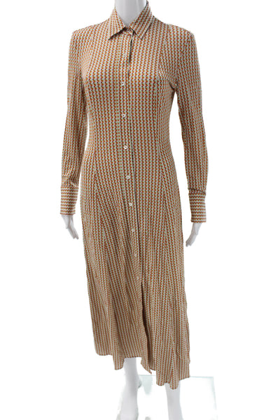 Caliban Women Multicolor Geometric Long Sleeve Shirt Dress Size 38