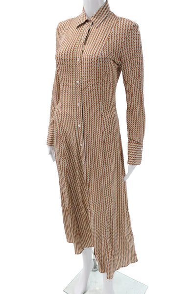 Caliban Women Multicolor Geometric Long Sleeve Shirt Dress Size 38