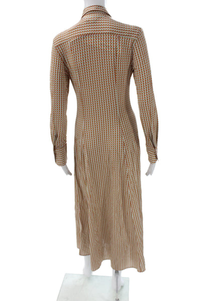 Caliban Women Multicolor Geometric Long Sleeve Shirt Dress Size 38