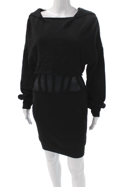RtA Womens Sweater Dress Black Long Sleeve Boat Neck Viscose Size S