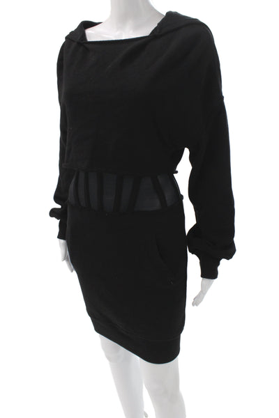 RtA Womens Sweater Dress Black Long Sleeve Boat Neck Viscose Size S