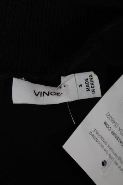 Vince Womens Basic Mock Neck Sleeveless Polyester Zip Blouse Black Size S
