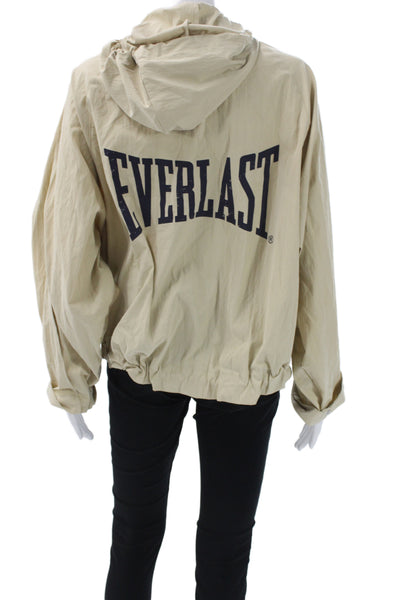 Zara Womens Anorak Jacket Beige Cotton Blend Snap Long Sleeve Size S