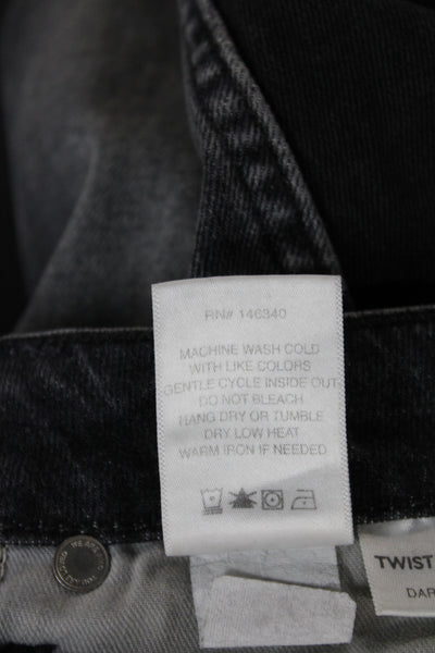 Amo Women Skinny Jeans Black Mid-Rise Cotton Blend Button Size 24