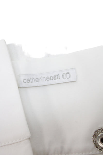 Catherine Osti Women's Linen Knotted Wrist  Snap Cuffs White