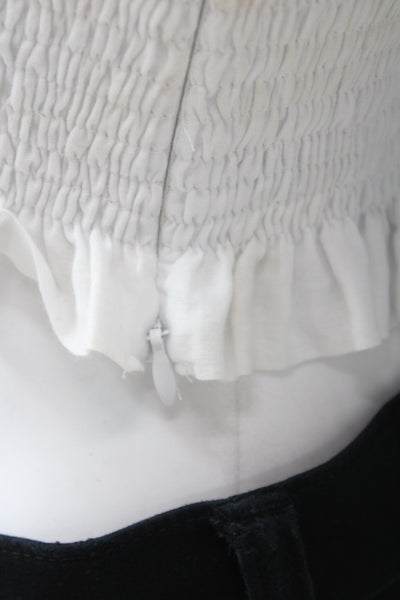 Charo Ruiz Womens Cropped Blouse Square Neck Long Sleeve White Size S