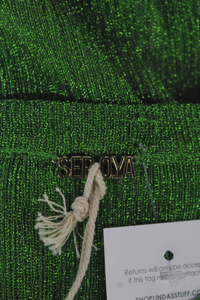 Ser.O.Ya Women Cropped T-Shirt Green Long Sleeve Crew Neck Polyester Size S