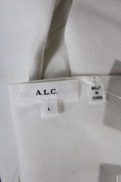 ALC Womens Cropped Knit Sweetheart Neckline Sleeveless Tank White Size L