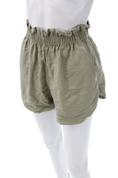 Varley Womens Paperbag Shorts Green EcoCosy Athleisure Size XS