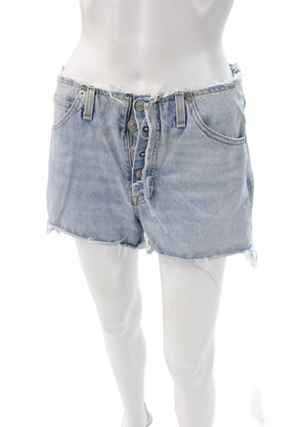 Hudson Womens Cut-Off Shorts Blue Cotton Button Size 25