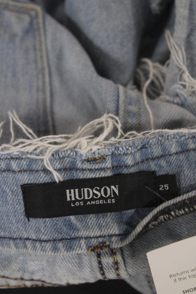 Hudson Womens Cut-Off Shorts Blue Cotton Button Size 25