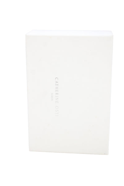 Catherine Osti Women's Linen Gemstone Bow  Snap Eva Collared White