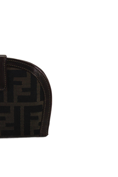 Fendi Women's Leather Snap Button  front Wallet  Brown Size Small