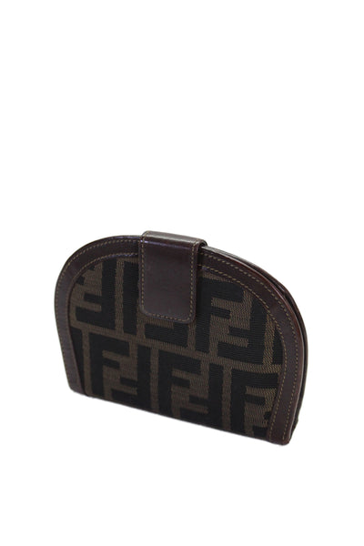 Fendi Women's Leather Snap Button  front Wallet  Brown Size Small