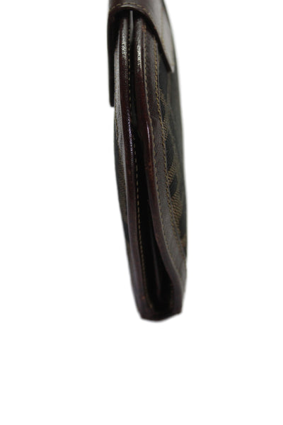Fendi Women's Leather Snap Button  front Wallet  Brown Size Small
