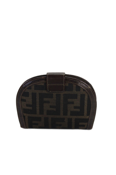 Fendi Women's Leather Snap Button  front Wallet  Brown Size Small