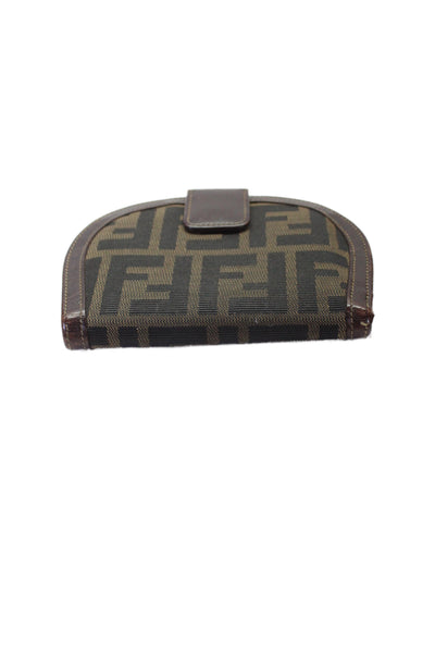 Fendi Women's Leather Snap Button  front Wallet  Brown Size Small