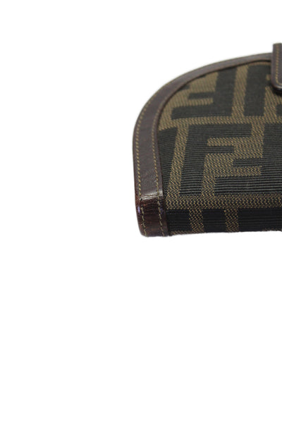 Fendi Women's Leather Snap Button  front Wallet  Brown Size Small