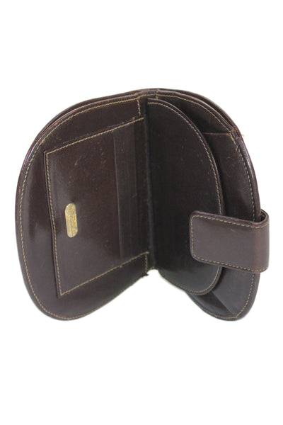 Fendi Women's Leather Snap Button  front Wallet  Brown Size Small