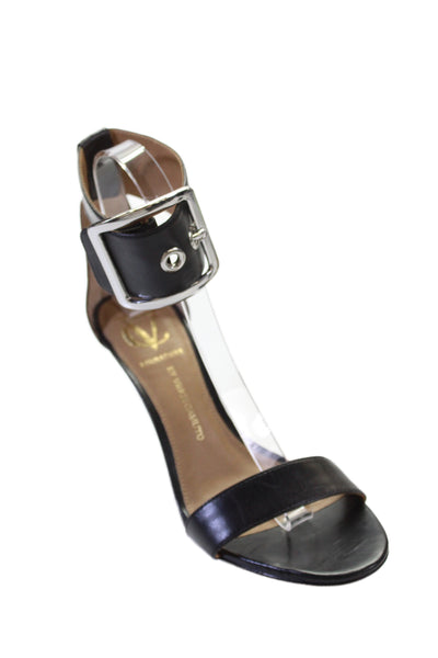 Vince Camuto Women's  Leather Open Toe Ankle Strap Heels   Black Size 6