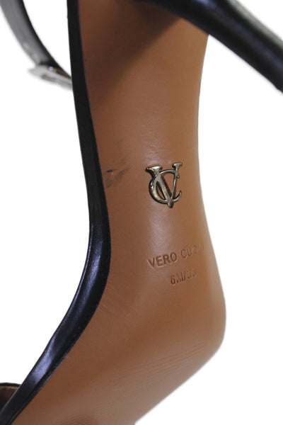 Vince Camuto Women's  Leather Open Toe Ankle Strap Heels   Black Size 6