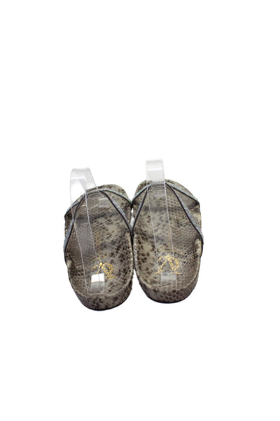 Vince Camuto Women's  Leather Python Print Double Strap Sandals Brown Size 6