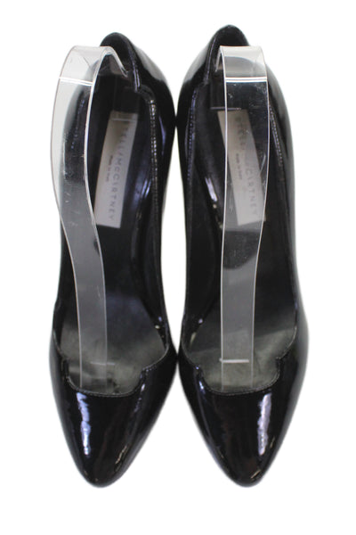 Stella McCartney Women' Patent Leather Pointed Toe Elsa Pump Heels  Black Size 7