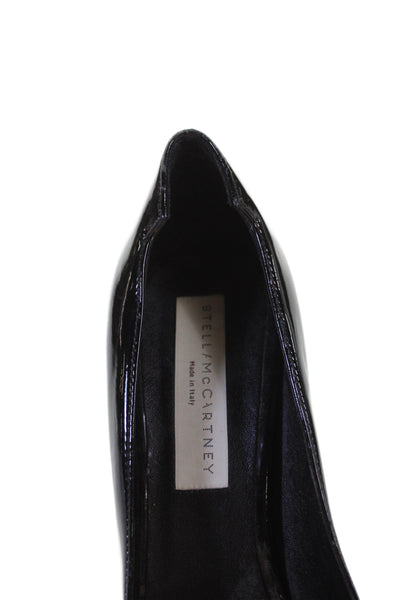 Stella McCartney Women' Patent Leather Pointed Toe Elsa Pump Heels  Black Size 7