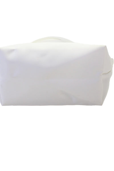 Longchamp Women's Nylon Folded Snap Closure Top Handle Handbag  Handbag White
