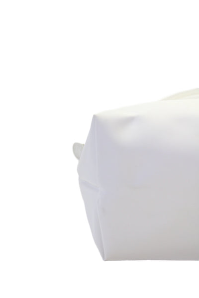 Longchamp Women's Nylon Folded Snap Closure Top Handle Handbag  Handbag White