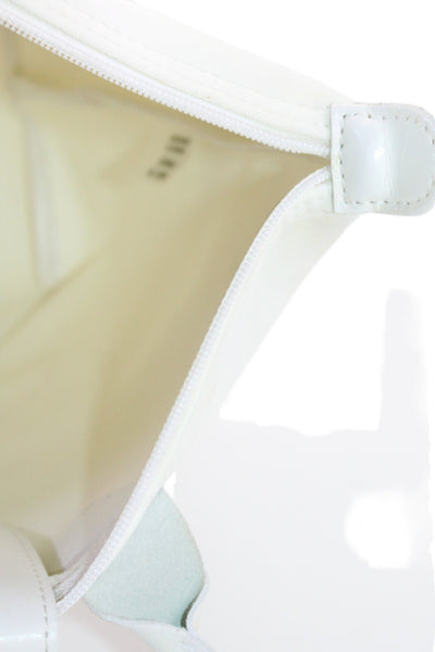 Longchamp Women's Nylon Folded Snap Closure Top Handle Handbag  Handbag White