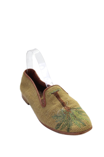 The Larkspur Collection Womens Slip On Cotton Leather Tree Loafers Brown 7.5