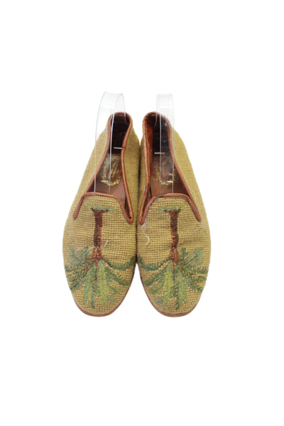 The Larkspur Collection Womens Slip On Cotton Leather Tree Loafers Brown 7.5