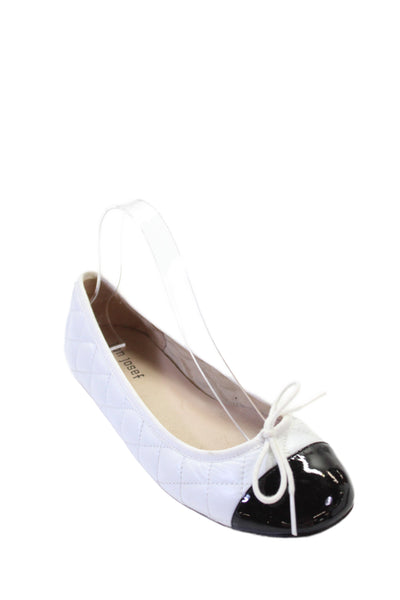 Jon Josef Womens Slip On Cap Toe Quilted Ballet Flats White Leather Size 8M