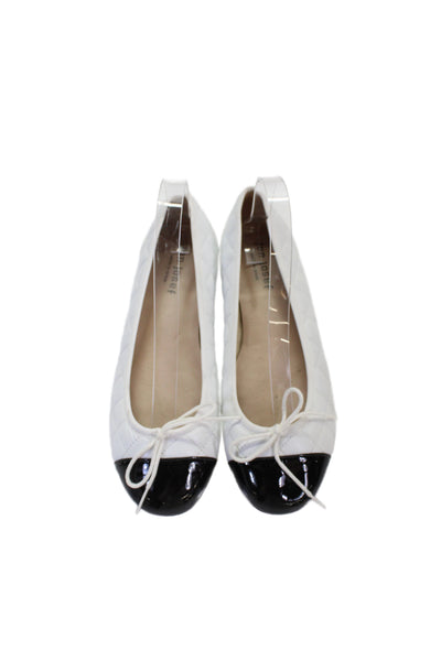 Jon Josef Womens Slip On Cap Toe Quilted Ballet Flats White Leather Size 8M