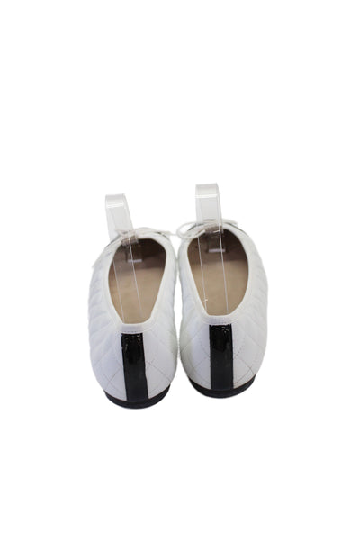 Jon Josef Womens Slip On Cap Toe Quilted Ballet Flats White Leather Size 8M