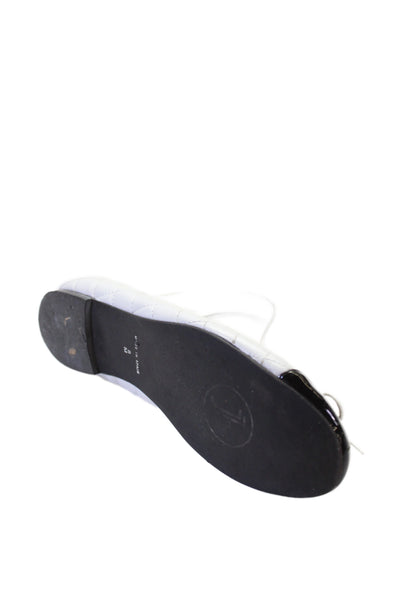 Jon Josef Womens Slip On Cap Toe Quilted Ballet Flats White Leather Size 8M