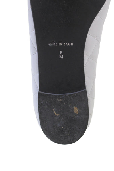 Jon Josef Womens Slip On Cap Toe Quilted Ballet Flats White Leather Size 8M