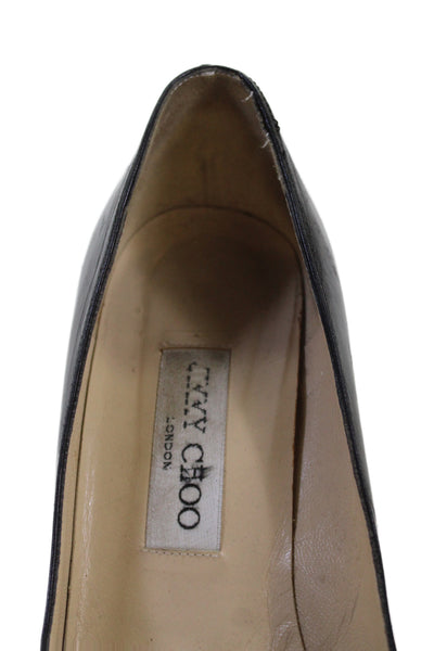 Jimmy Choo Womens Stiletto Pointed Toe Leather Pumps Black Size 38.5