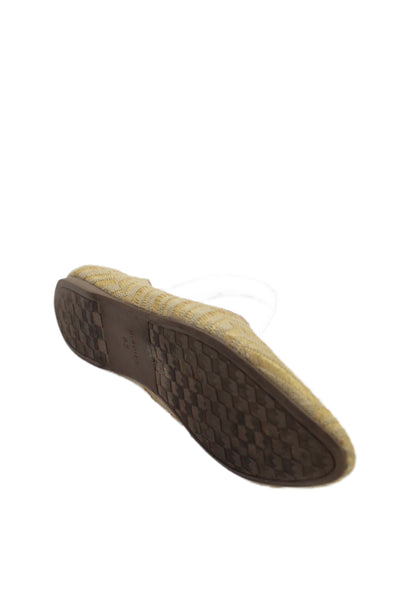 Birdies Womens Slip Onm Round Toe Raffia Canvas Loafers Brown Size 8.5