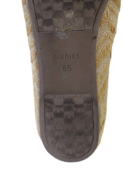 Birdies Womens Slip Onm Round Toe Raffia Canvas Loafers Brown Size 8.5